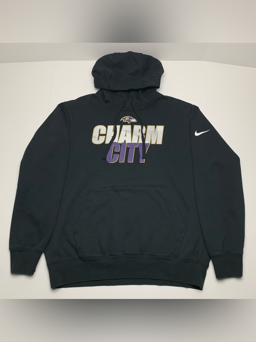 Baltimore Ravens Nike Hoodie Charm City Black Fleece Sweatshirt Mens Size Large